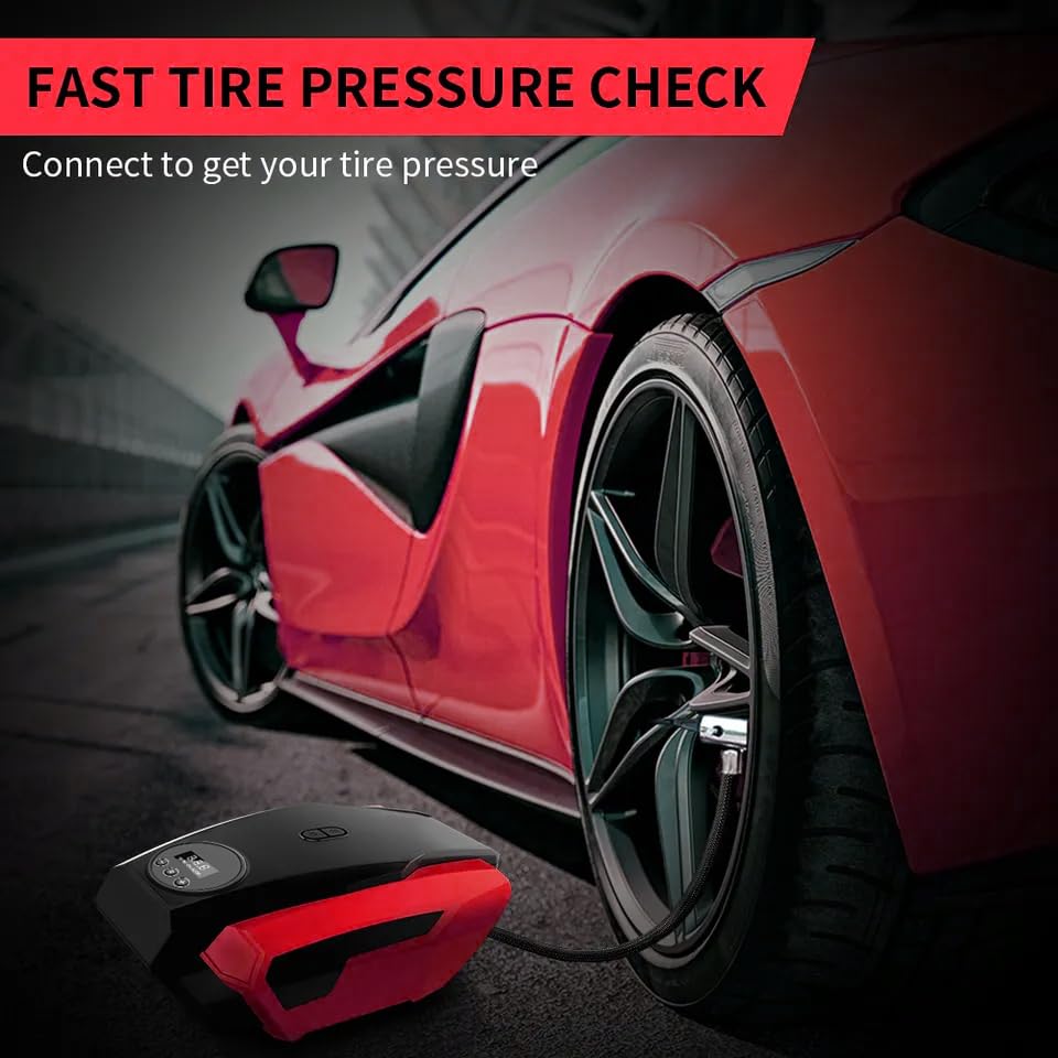 Image of Mrsdry 150psi Air Tyre Inflator for Car and Bike Pump Auto Stop (RED)