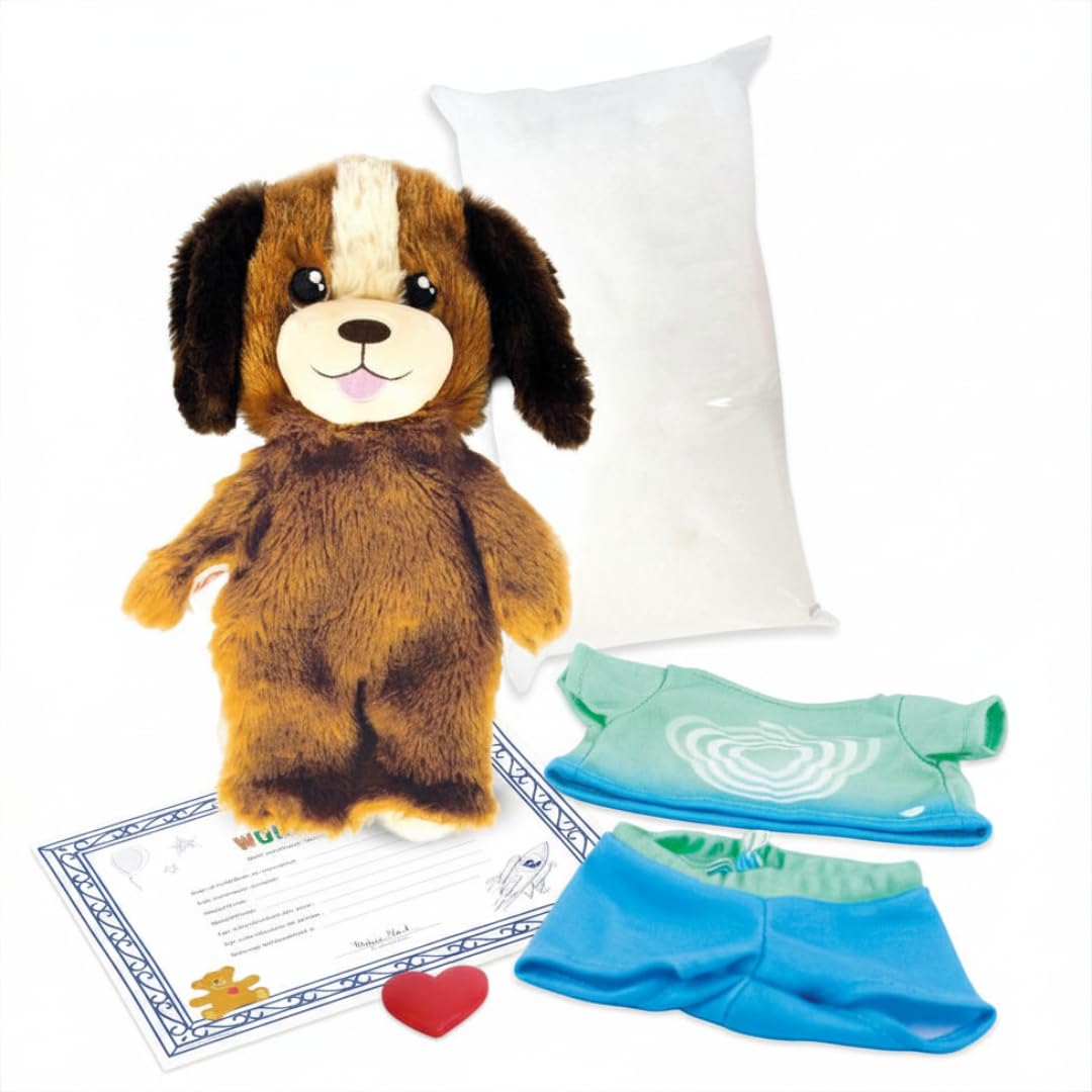 Casdon Build-A-Bear Workshop Mini Puppy Friend & Outfit Pack - 9 Inch (22.9cm) Mini Puppy - Stuff, Dress & Cuddle - Compatible with Stuffing Station - Ages 3+