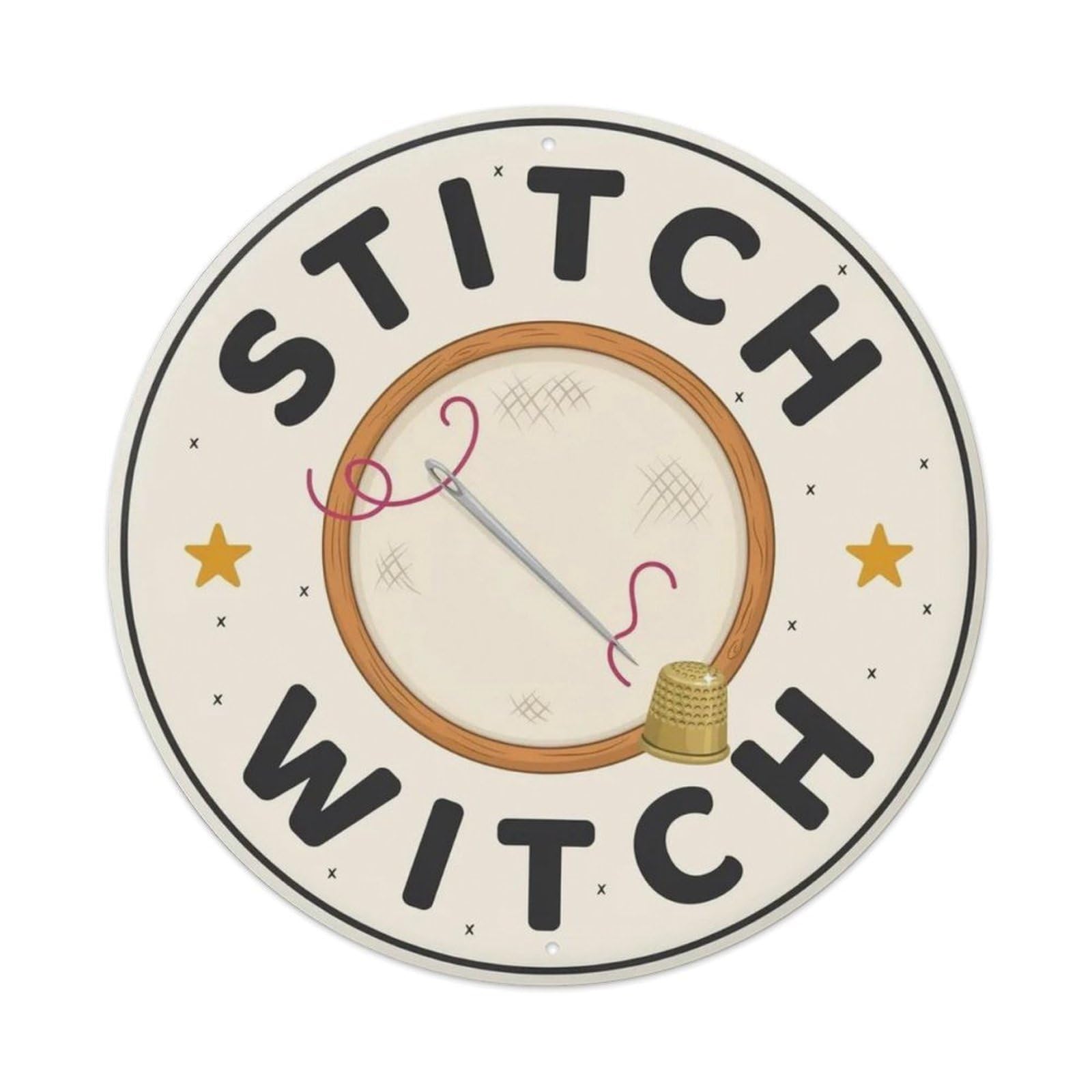 Stitch Witch Metal Tin Sign Plaque