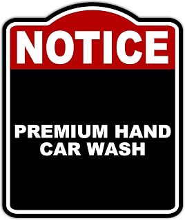 PREMIUM HAND CAR WASH Notice Red Black Aluminum Composite Sign 8.5 x 10 inches