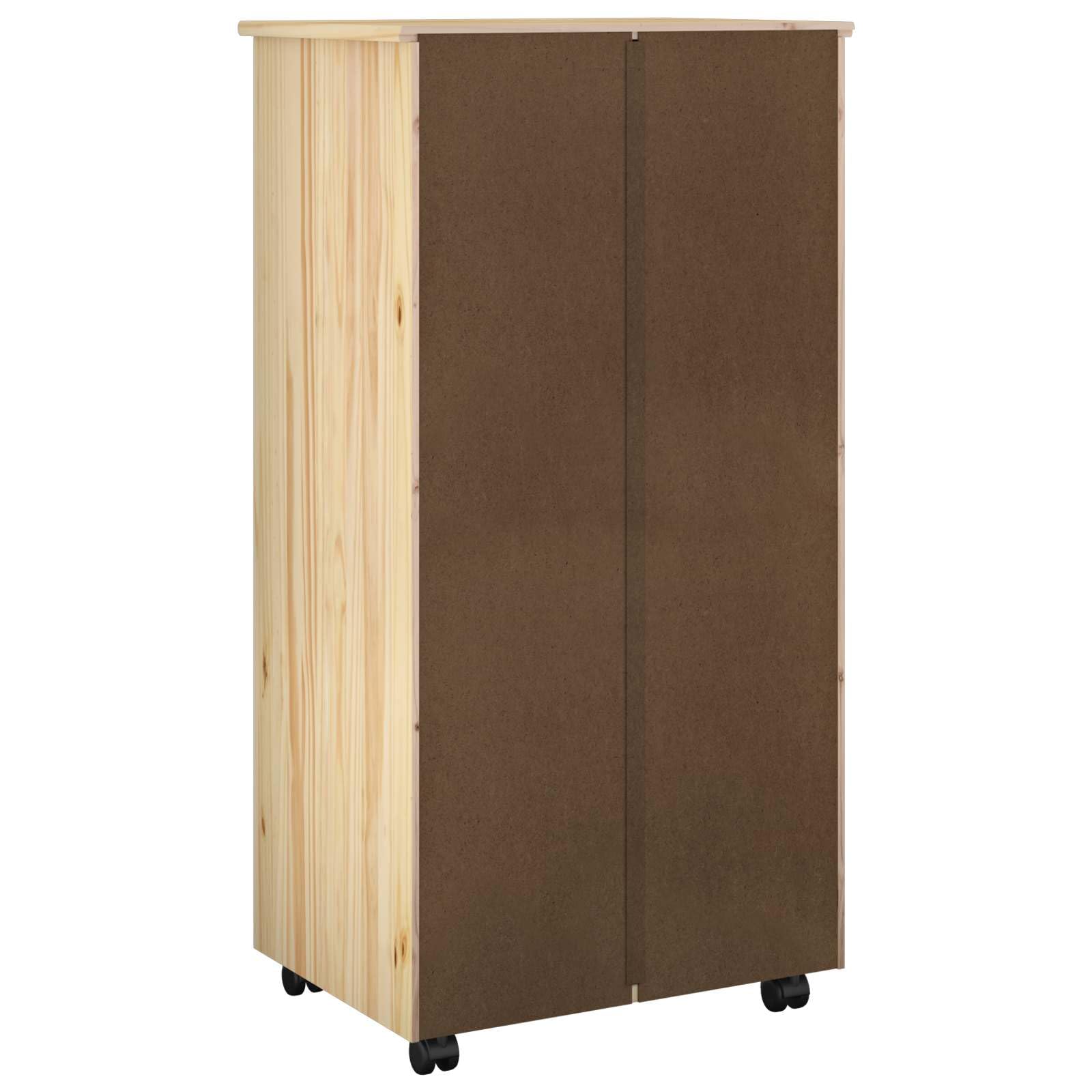 Armadio con ruote marrone in legno massello di pino 53 x 39 x 103 cm con 5 cassetti e mensola per ufficio, officina, guardaroba e spazio