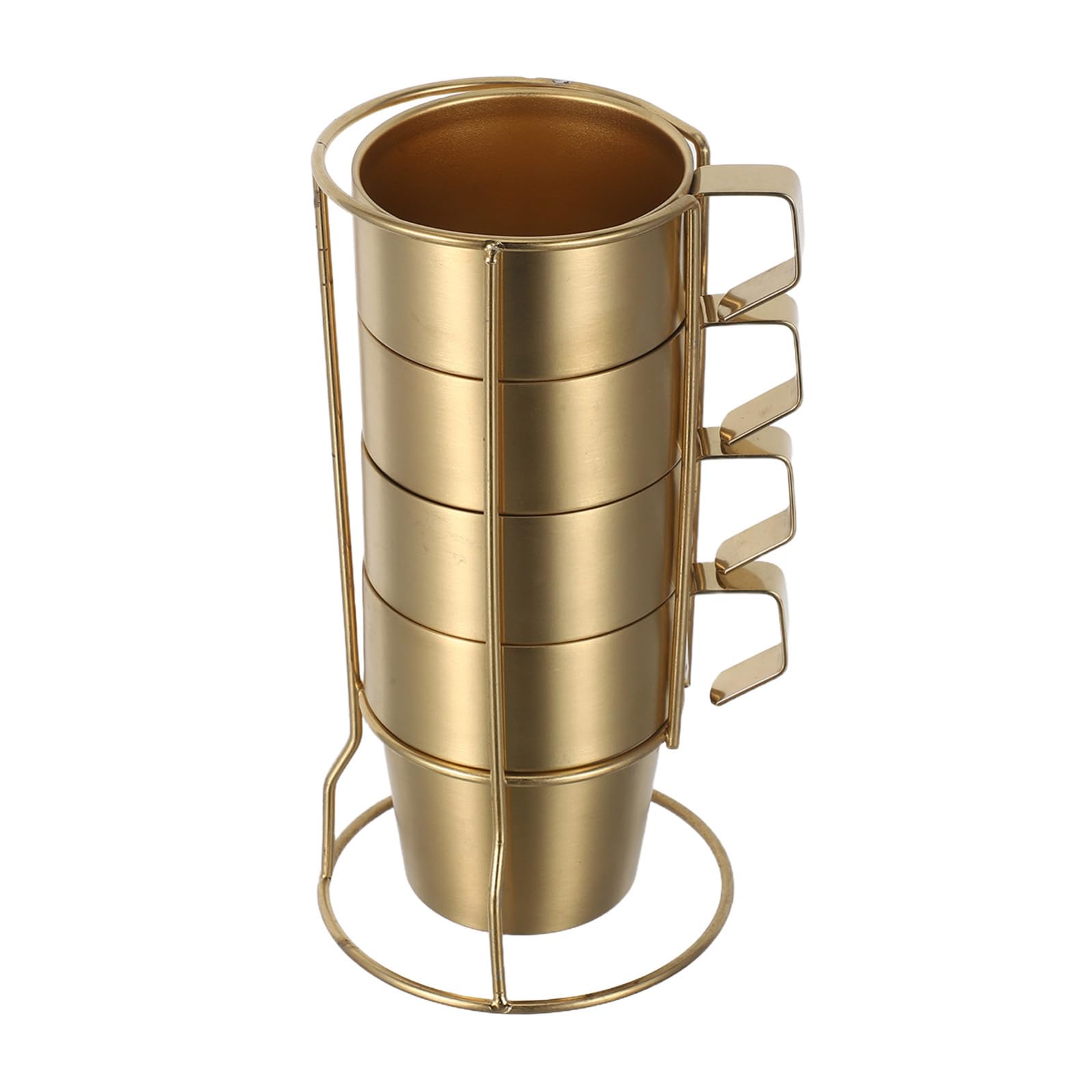 BESTOYARD Stapelbare Camping Kaffeebecher aus Edelstahl Doppelwandig 300ml mit Becherhalter und Henkel für Camping und Outdoor Abenteuer