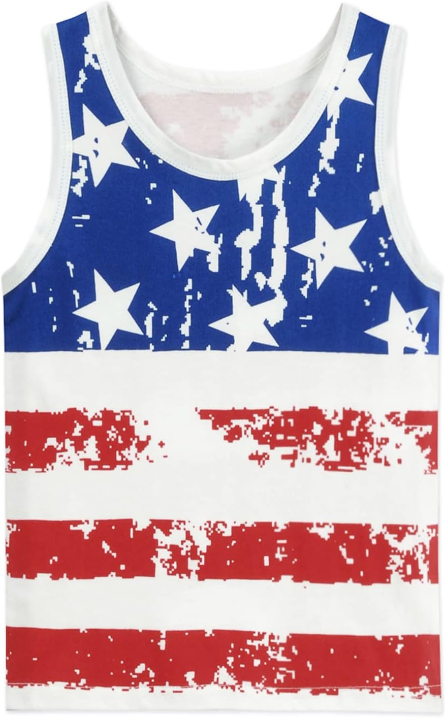 Tkria Toddler Boys' Tank Tops American Flag T-Shirt Kids 4th of July Shirts Cotton Patriotic Sleeveless Top Tees 1-7T