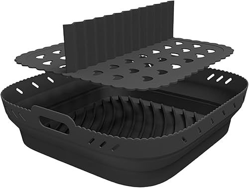 Miniatura 4 de Separador cuadrado de silicona para freidora de aire, 2 unidadesjuego apto para alimentos, cesta cuadrada de silicona para freidora de aire de 8.5