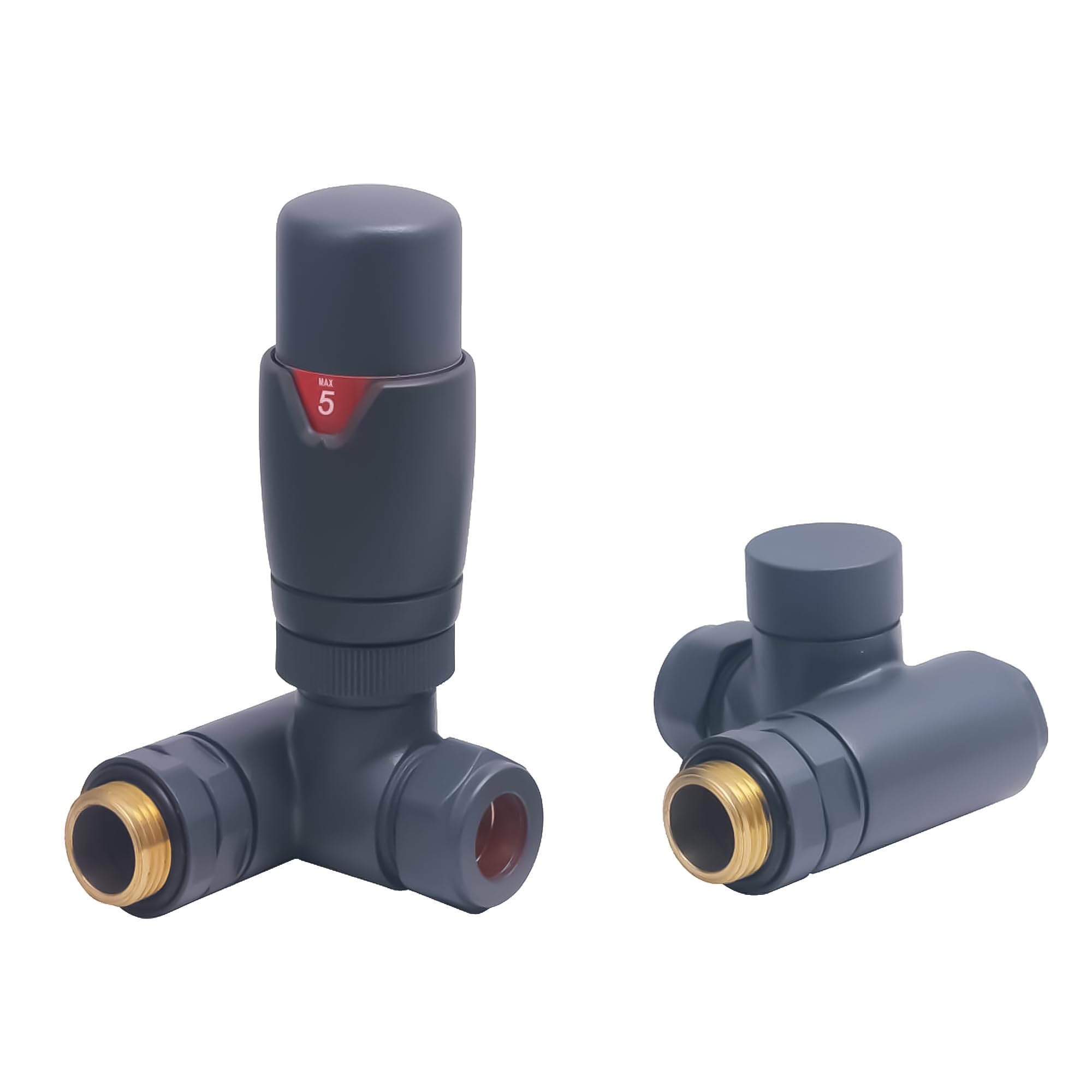 Dual Fuel Thermostatic Radiator Valve RAL 7012 Corner - 1/2" x 15mm