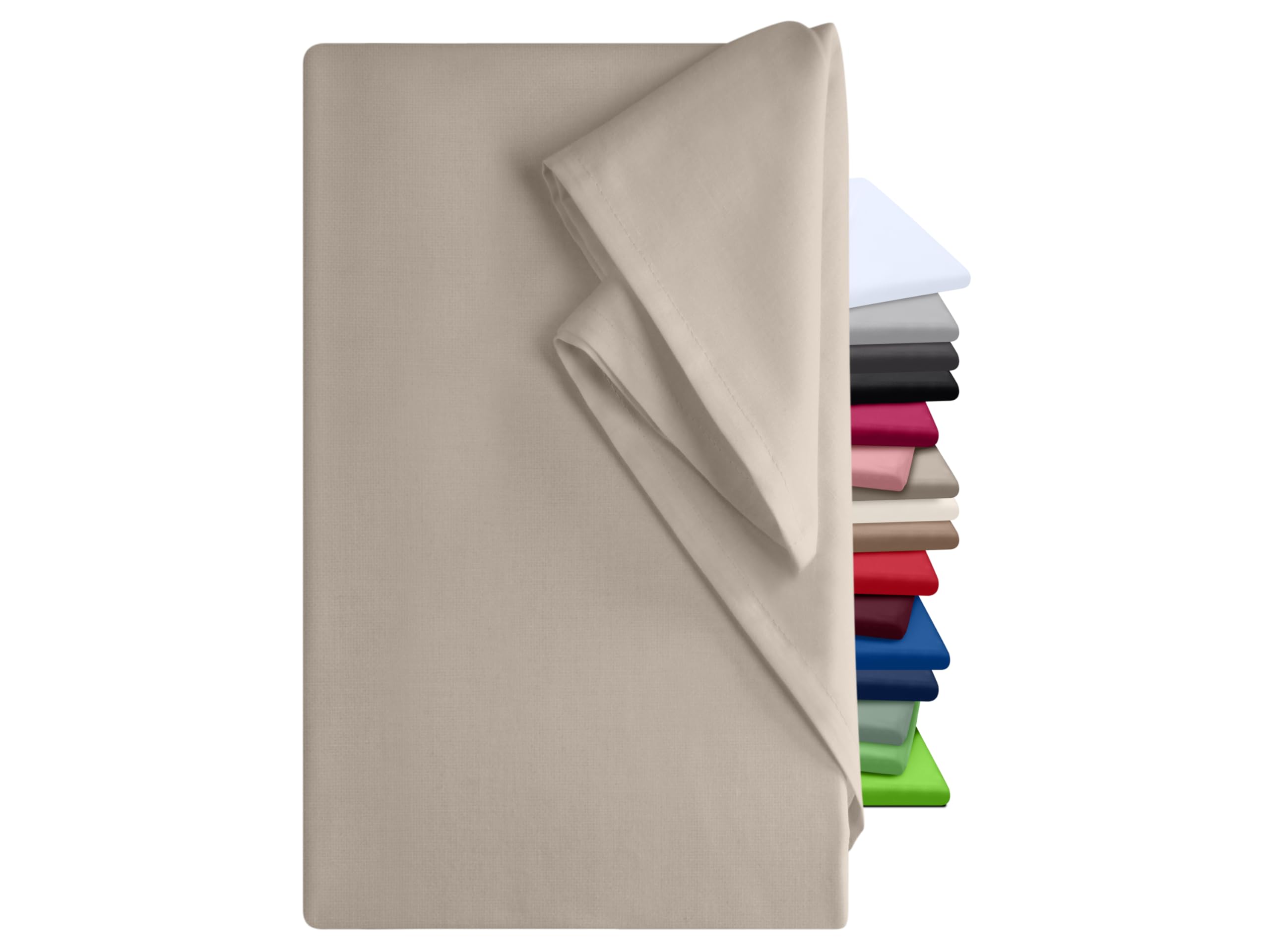 npluseins Bed Sheet without Elastic – Household Towel in Many Colours and Sizes – 100% Cotton, Approx. 150 x 250 cm, Beige