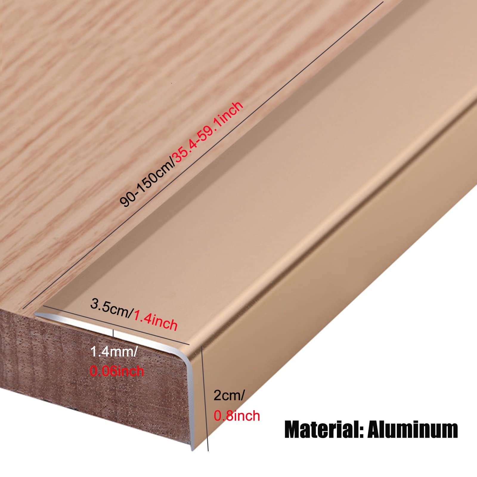 Perfil de transición Forma De L Protector De Borde De Escalera, Aluminio Tira De Transición De Suelo Borde De La Nariz De La Escalera, Tapas De Escalera para Interior Y Exterior