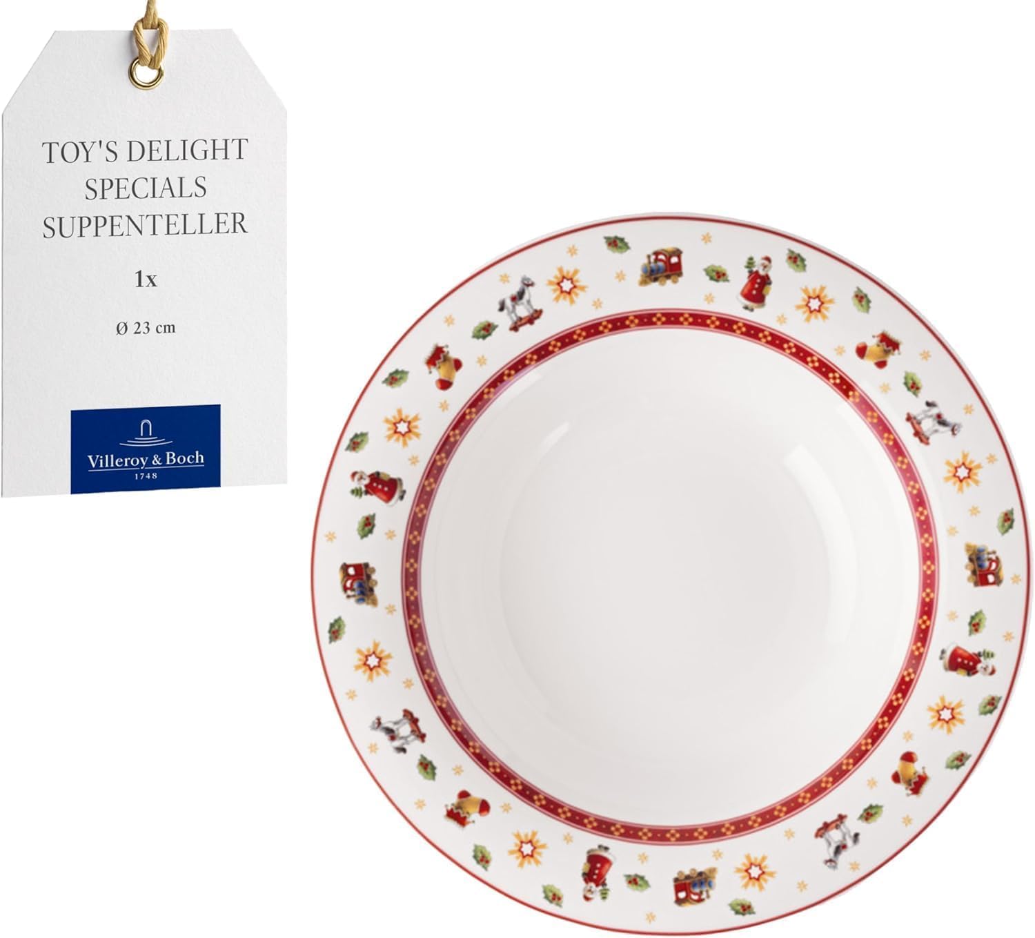 Villeroy & Boch – Toy’s Delight Specials assiette creuse pour soupes, salades et pâtes, assiette creuse à pâtes, porcelaine de Noël, 23 cm Ø, résistant au lave-vaisselle et au four à micro-ondes