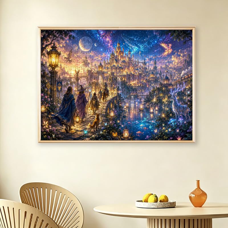 Rompecabezas para Adultos 1000 Piezas - Castillo Fantasía Mágica Rompecabezas Desafiante con Poster HD miniatura 5