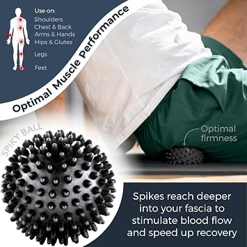 Plyopic Deep Tissue Massage Ball Set Set of 4: Lacrosse, Spiky, Peanut and 5 Foam Roller Massager Balls for Muscle Massage, Mobility, Trigger Points and Myofascial Release