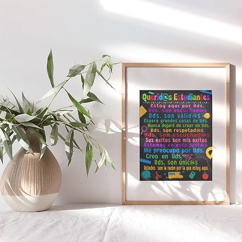Miniatura 9 de Decoraciones para el aula, carteles motivacionales para niños latinos españoles en español, arte de pared para aula, suministros para profesores,