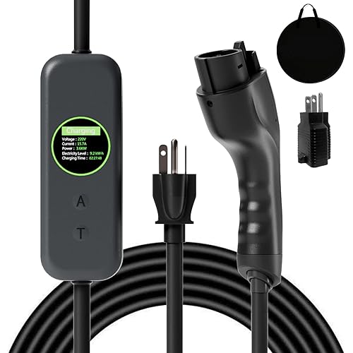 1+2 EV Charger Level Portable Electric Car Charger 6-20P 16A Power Plug 3.5KW 110V-240V for J1772 Electric Cars (Applicable to Household Electricity)