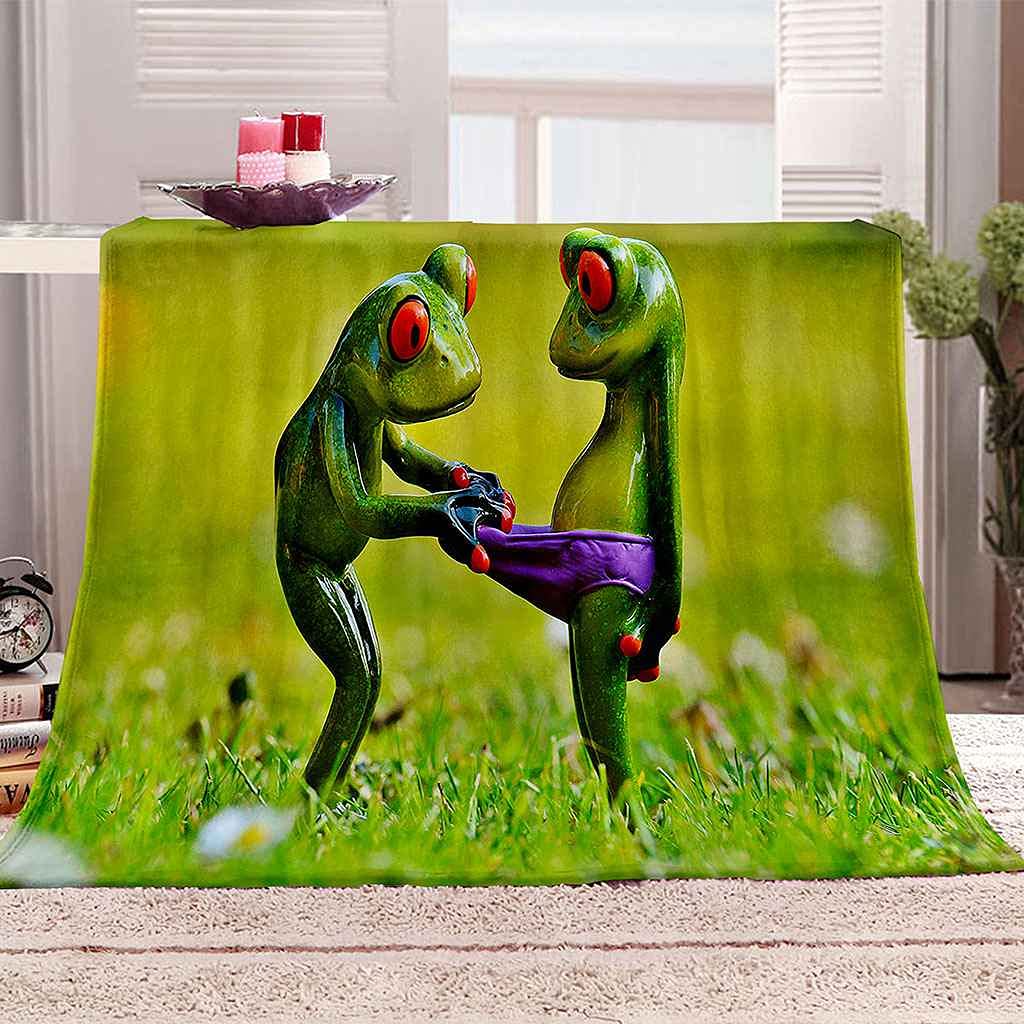 Couverture flanelle grenouille verte un cadeau original et doux pour petits et grands