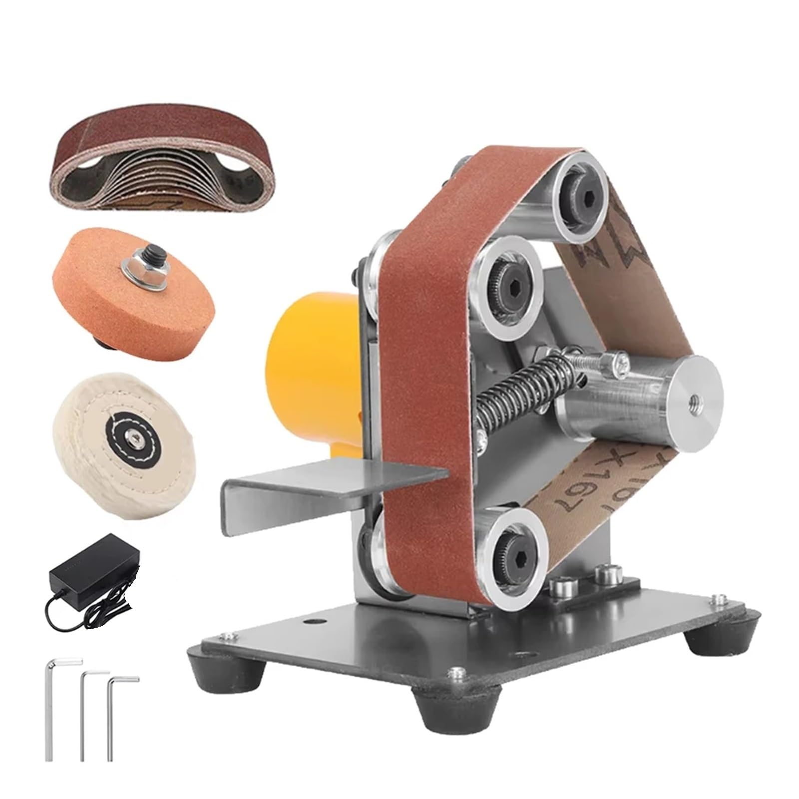 Lijadora de Banda, Mini máquina pulidora de banda, afiladora de herramientas, lijadora, pulidora eléctrica multifuncional, ajustable