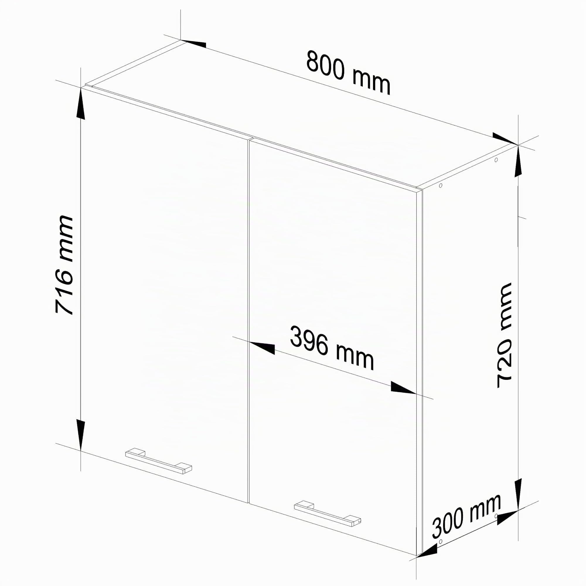 AKORD | Armoire de Cuisine Suspendue - Oliwia 80 cm H720 | Meuble avec 2 Portes | Armoire de Rangement | 80 x 30 x 72 cm | Blanc & Gris Graphite