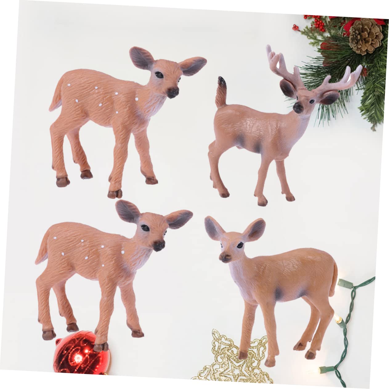 MAGICLULU Lot De 3 Figurines De Cerf De Noël en Plastique Uniques Modèle De Renne Décoration Miniature pour La Maison pour Garçons Et Filles 4 Pièces X 3