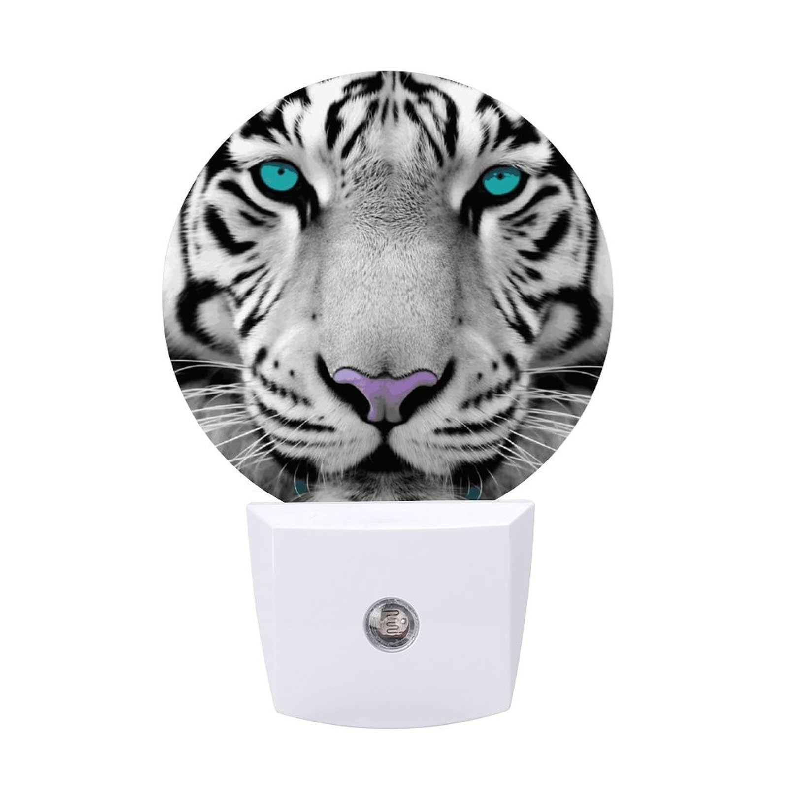 LDGSUPH - LED tiger night light with teal eyes with 0.5W smart night light sensor, plug-in night light, dusk to dawn sensor, small saving lights