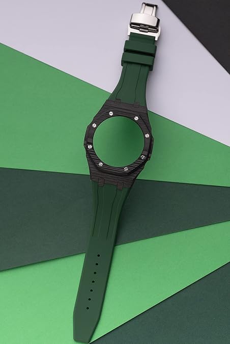 Carbon Fiber Style Luxury Mod Kit For GA2100 GA2110 Modification Kit Stainless Steel Metal Case Bezel Rubber Strap