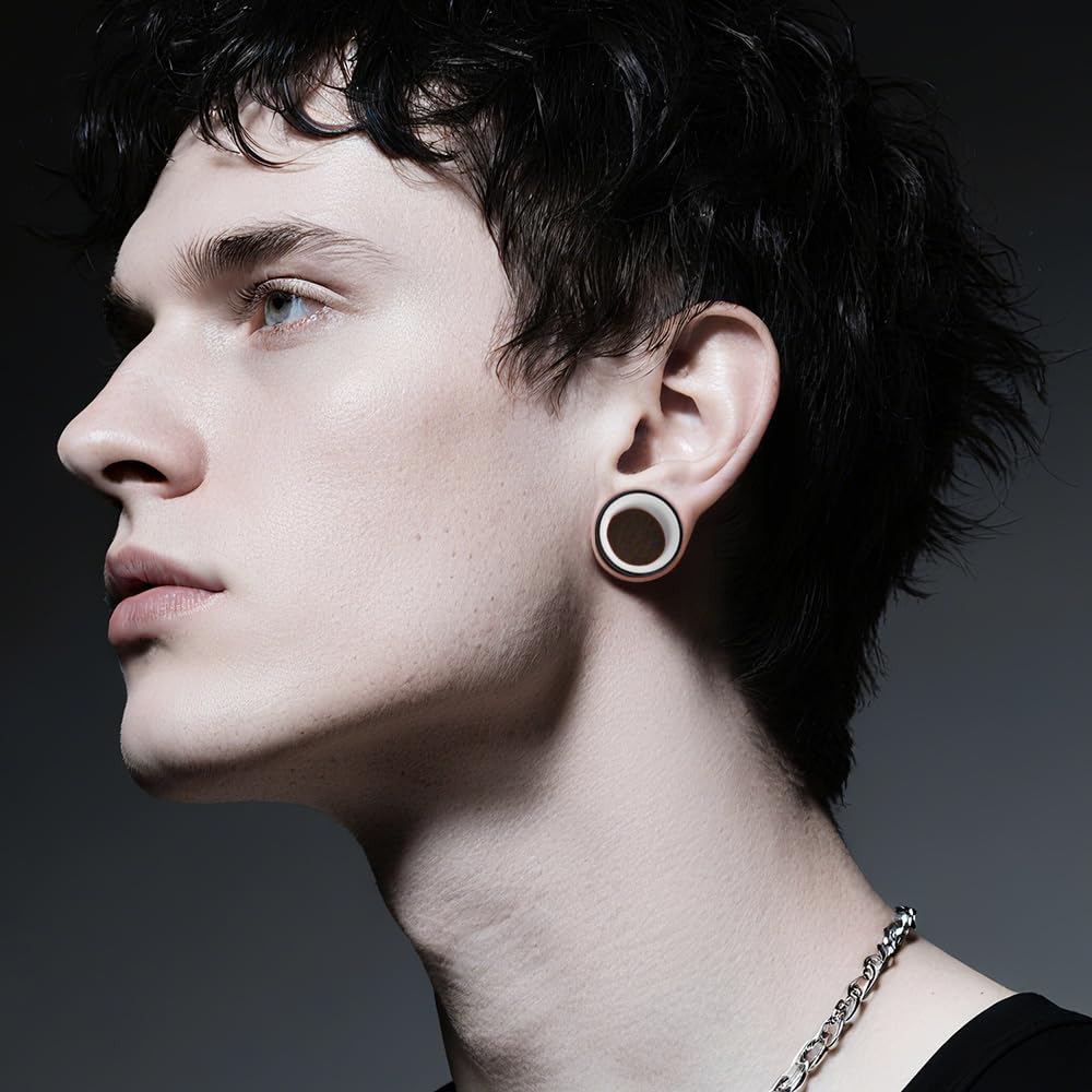 Vankula Ohr Tunnel 1 Paar Double Flared Flesh Plugs Ohrendehner Einfache Edelstahl Ohrpiercing Ohrloch dehnen Schmuck für männer damen 6mm bis 25mm