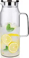 BOTTLE BOTTLE Jarra de vidro com tampa e alça de 1500 ml para chá gelado e suco caseiro, garrafa de vidro borossilicato resistente ao calor para água quente/fria