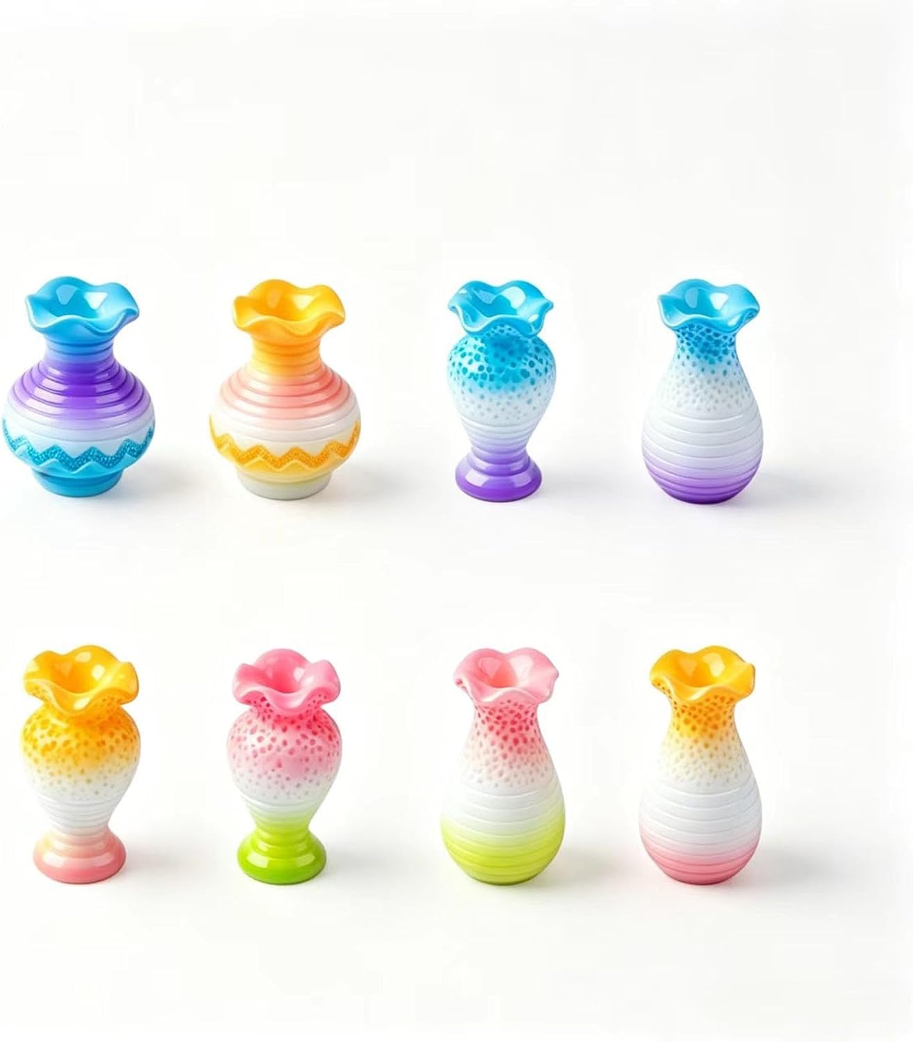 BOLDAINTEE 16pc Mini Flower Vase Decoration Resin Miniature Vase Figurine
