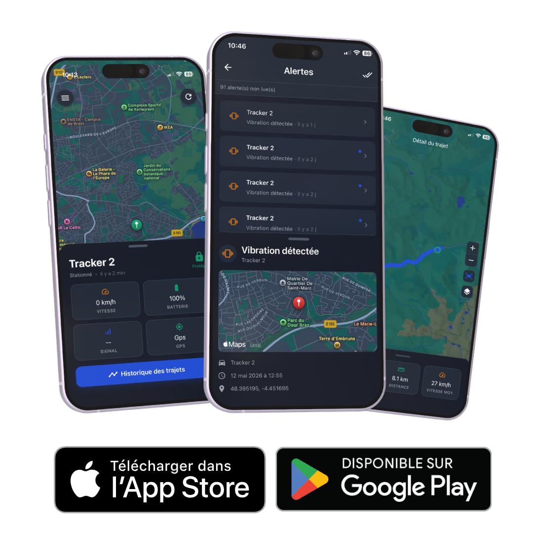 Traceur GPS Moto sans Abonnement - Alerte Vol Instantanée, GPS Multi-Constellation, Étanche IP65, Installation Rapide et Facile - Conçu en France