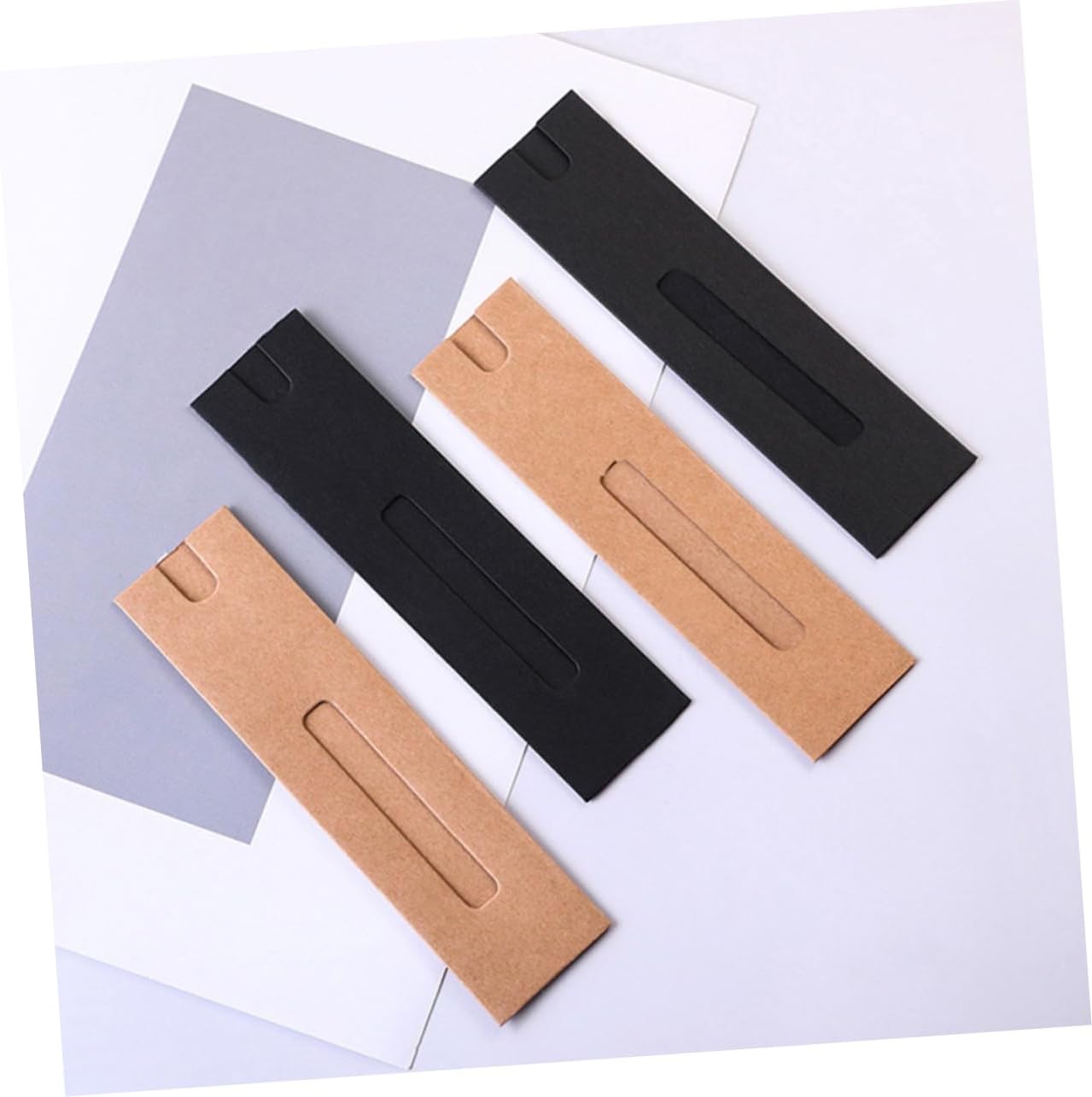 Gadpiparty 50pcs Elegant Single Pen Pouch Case Stylish Fountain Pen Sleeves Showcase Window for Organization and Display Kraft Paper Design for Desk Storage