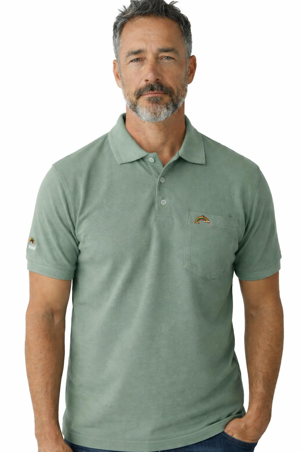 cotfyne Men Regular fit Polo Neck Front Pocket ||Pocket Embroidery Casual Wear T-Shirt||Half Sleeve Side on Sleeve Embroidery|| Button Closer t Shirt for Men-picture-14