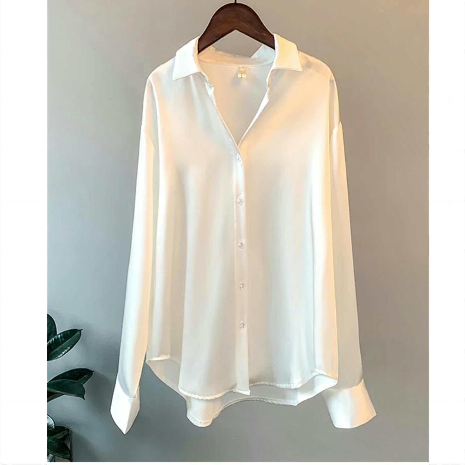 Blusas de Mujer Elegantes Lady Manga De Manga Larga Mujeres Satinados Satin Femal Ropa Elegante