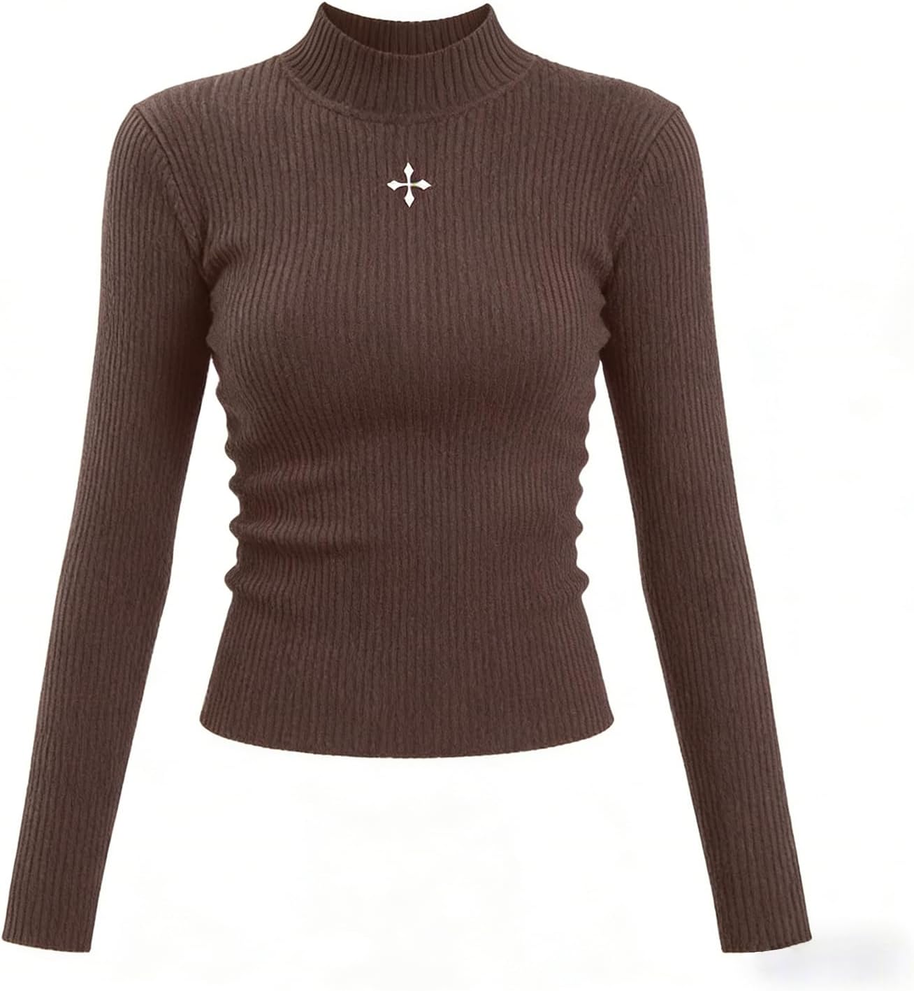 – Women's Thermal Medium Neck Sweater Base Layer Inner Cloth Knitted Base Shirt Long-Sleeved Top Slim Fit Style Slimming Clothes Simple Pure Color Wool for Spring Autumn Winter Inner Wear