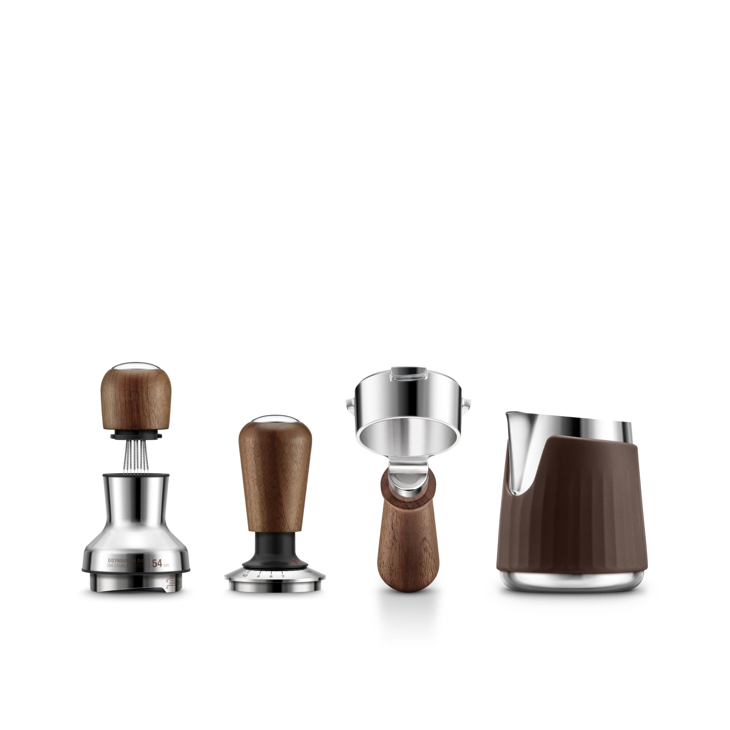 Sage Naked Portafilter 54mm, Portafiltro de Espresso, Nogal Premium | Diseño de Fondo Abierto para Ver la Extracción, Mango Ergonómico de Nogal, Compatible con Filtros de 54mm
