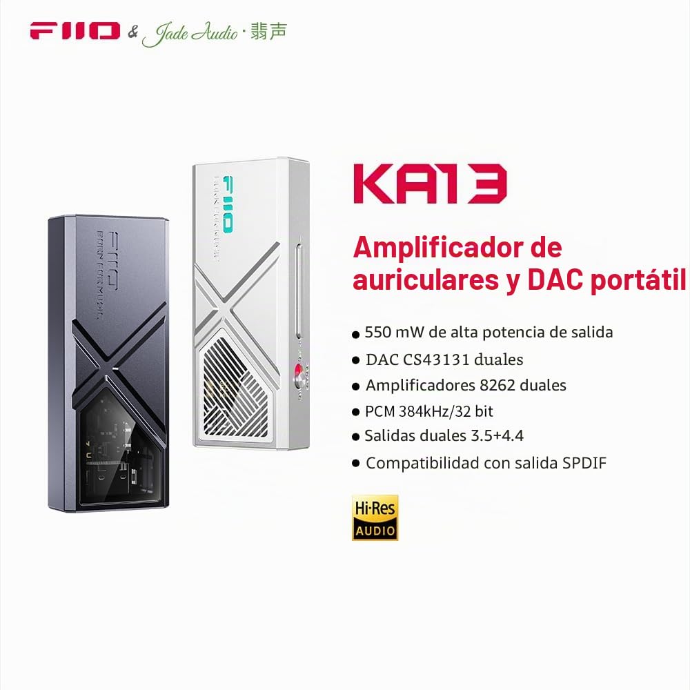 FIIO KA13 DAC portátil con Amplificador de Auriculares (Negro)