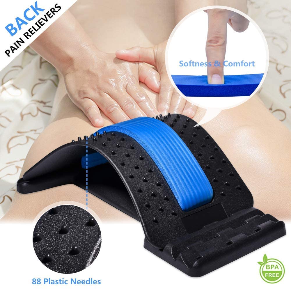 JEEJEX Back Acupuncture Massager Posture Corrector Stretching Device Magic Stretcher Equipment, Spinal Pain Relief Relaxation Column Pain Chiropractic Health Carepurp (Material-Plastic,color-Black) 3