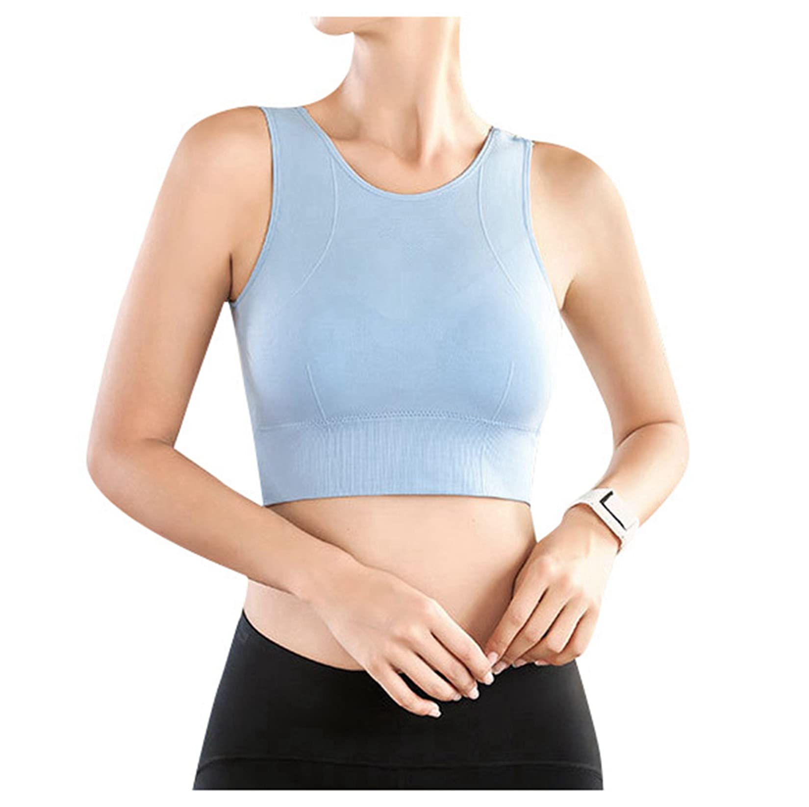 [Dawwoti] 女性スポーツブラジャーのシームレスなメディアのサポートリムーバブルパッドを持つフィットネスヨガブラジャー