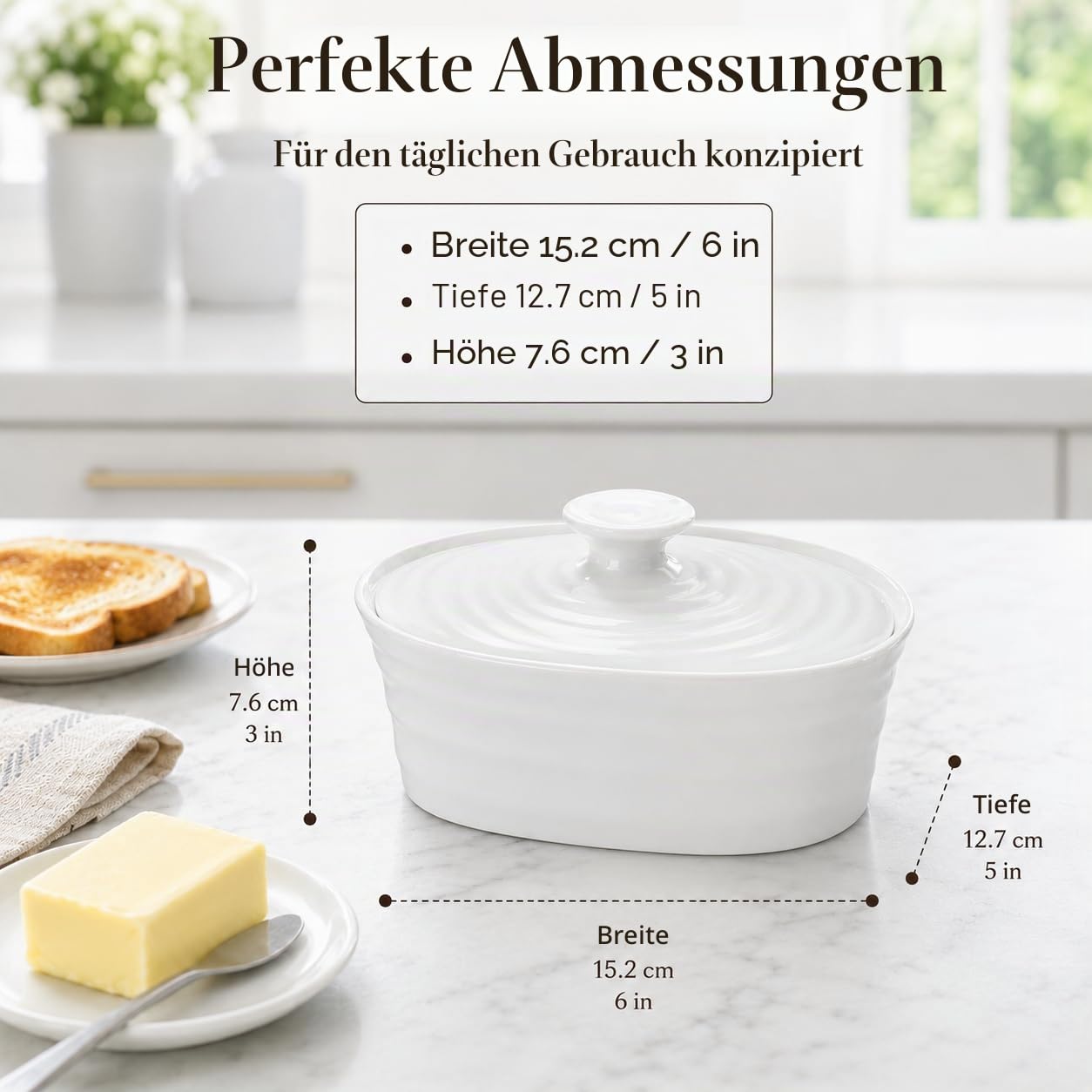 Portmeirion Home & Gifts Butterdose (Weiß)