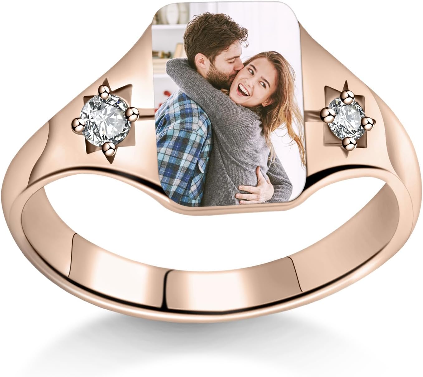 Personalized Photo Ring - Square/Heart Picture Ring Memory Gift for Women family Couple Friends Mother's Day Birthday Christmas Anniversary