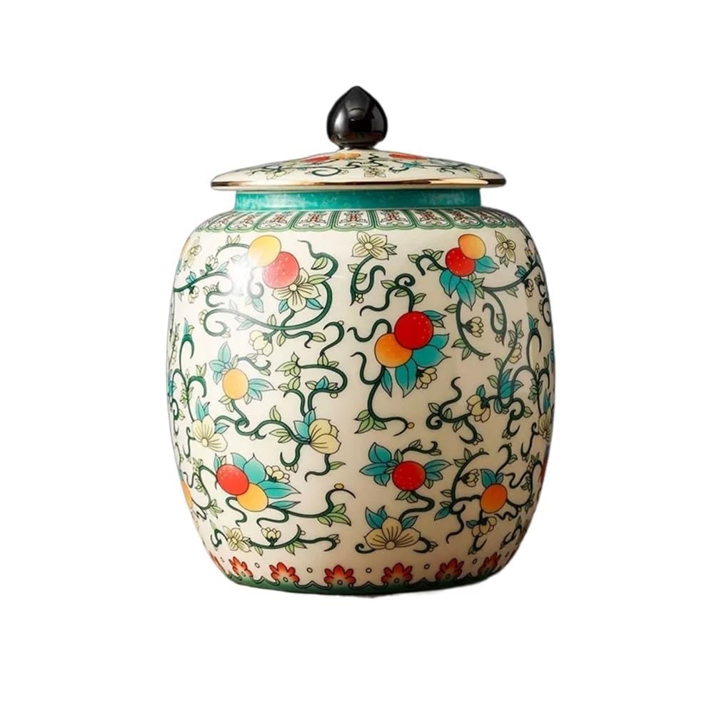 CHENGAIJIAN Tea Canister Classic Ceramic Tea Canister Porcelain Loose Container, With Lid(M)