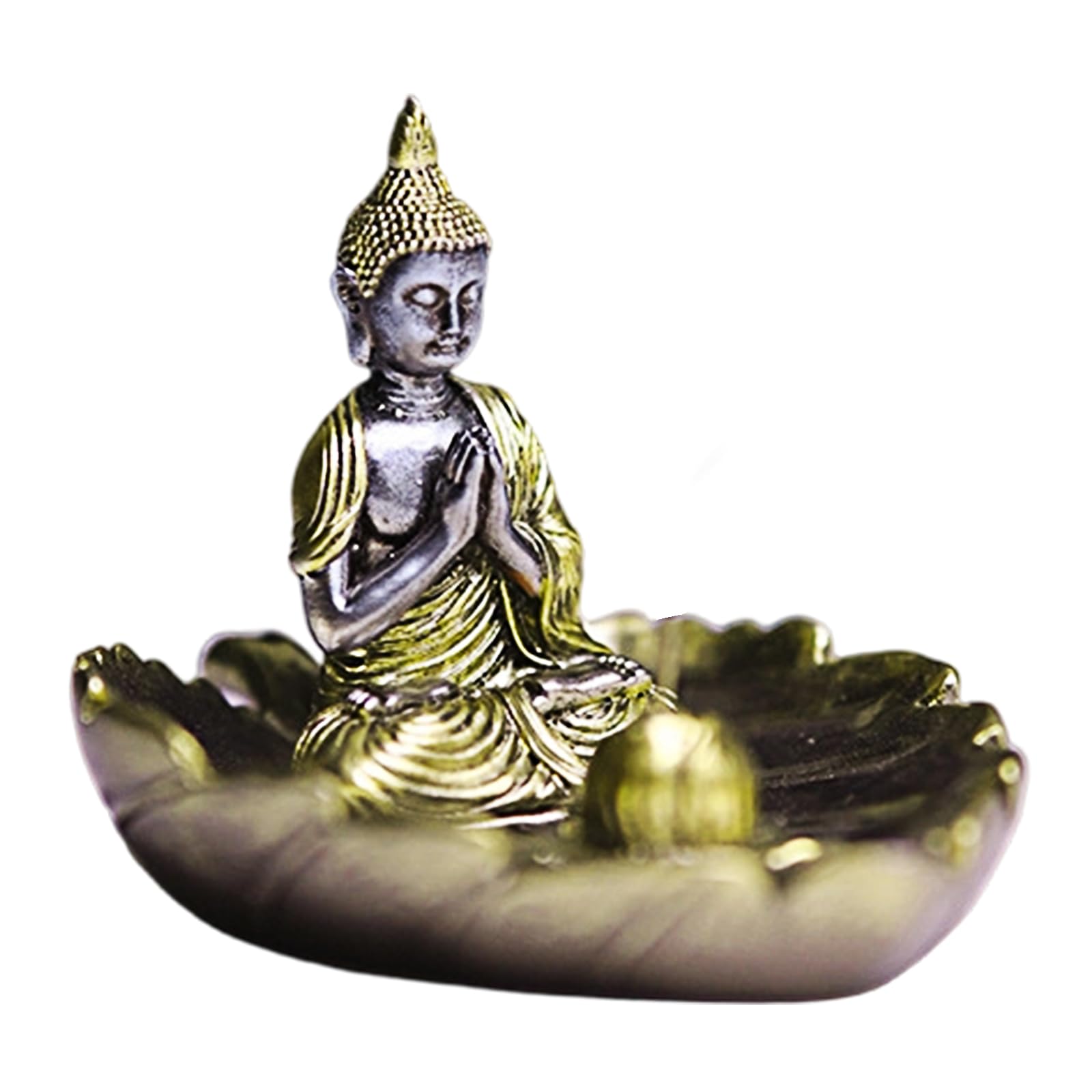 Resin Buddhas Statue with Incenses Burners Holder Table Ornament for Yogas Meditations Home Table Decors Spiritual Gift Stick Holder with Design Desk Ornament Spiritual Present