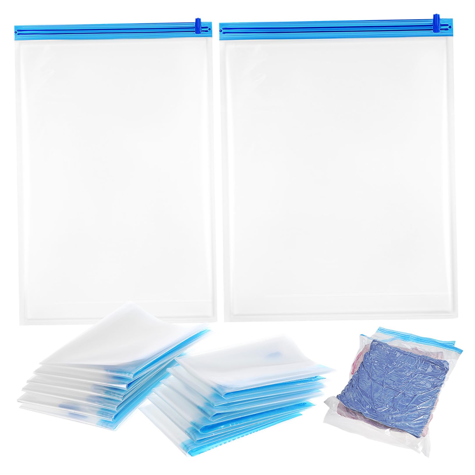 12 Stück Kompressionsreisebeutel Vakuumbeutel zum Platzsparen Aufbewahrungstaschen für Kleidung Organizer für Gepäck Robust und Langlebig für Reisen und