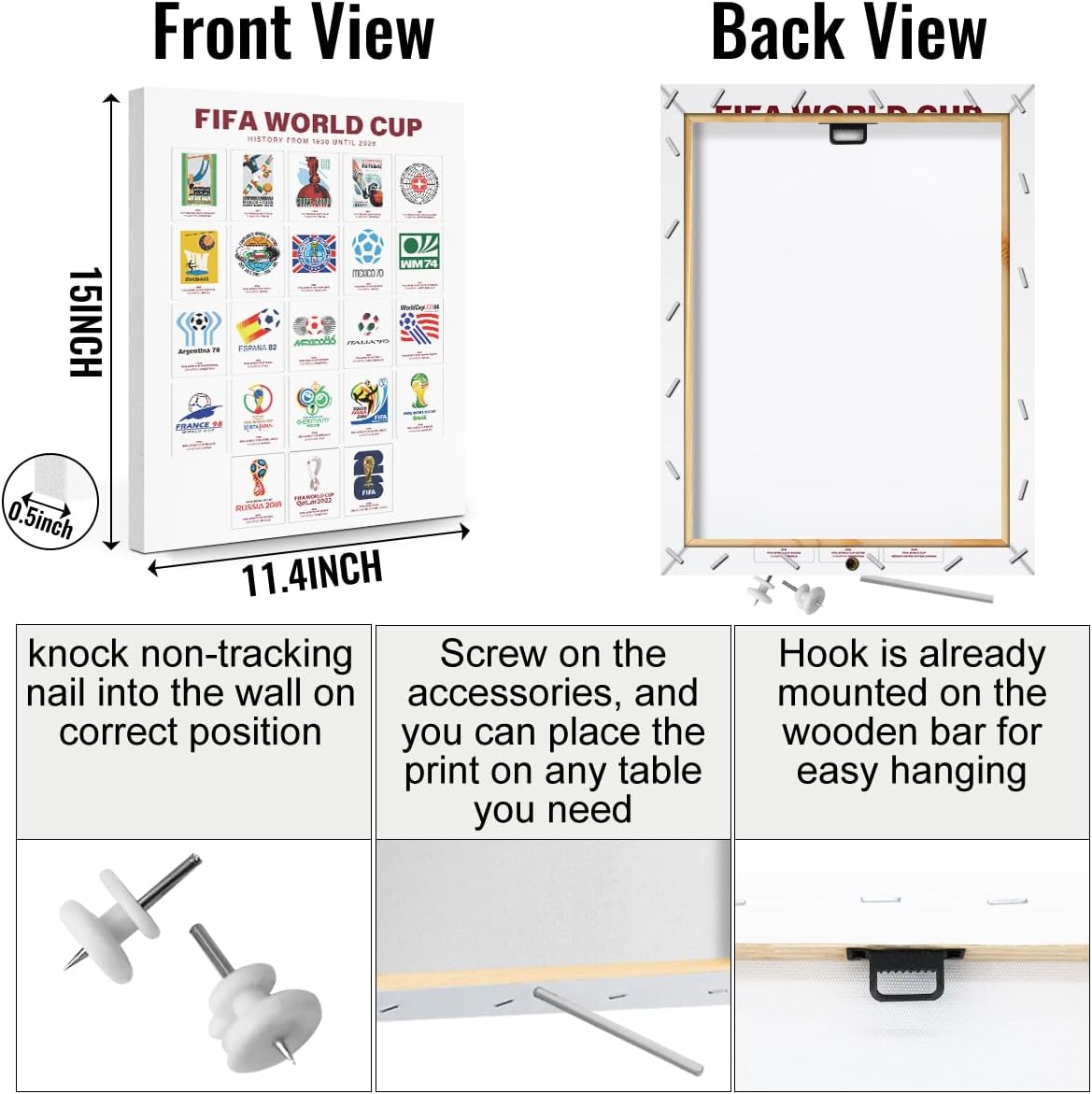 Soccer Gifts Canvas Wall Art Framed Art Football Gifts Football Room Decor Sports Paintings Soccer Coaches Gift Wall Decor Prints Picture for Boys Room Playroom Sports Club Home Decor 11.4×15 inch - Image 2