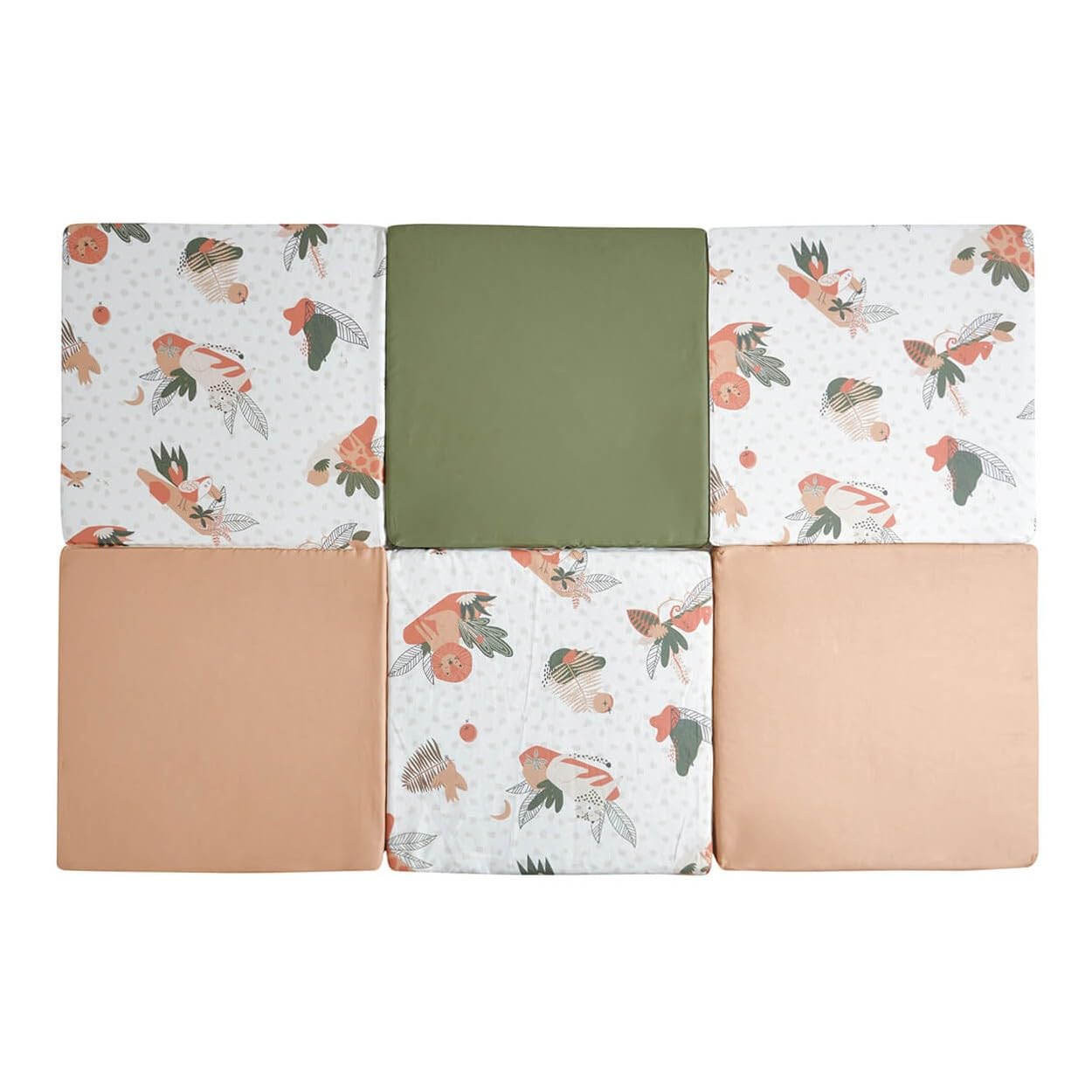 Tinéo - Maxi tapis d'éveil imprimé jungle Amazonie - Tapis de jeux bébé et tapis de motricité bébé en mousse déhoussable et pliable - Multifonction 5 en 1 - Grande surface de jeu - Dès la naissance
