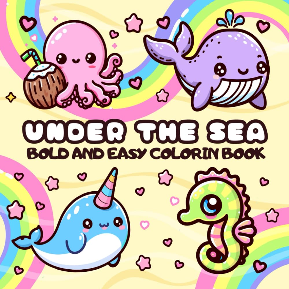 Under the Sea: Bold and Easy Coloring Book: Relaxing Sea Life Designs for Kids and Adults