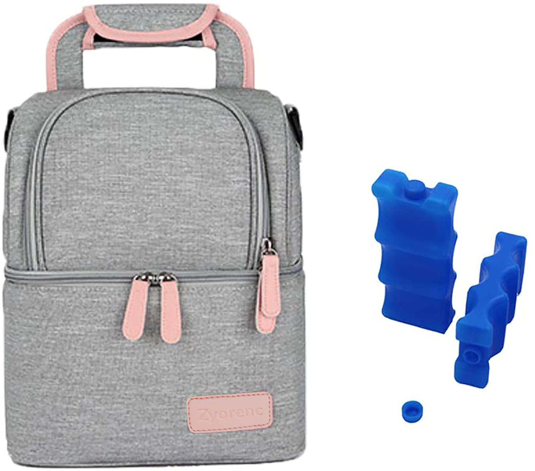 Zyorenc Bolso Isotérmica para Biberón Leche Materna Almuerzo Mochila de Calentamiento, 2 Bolsas de Hielo Incluidas