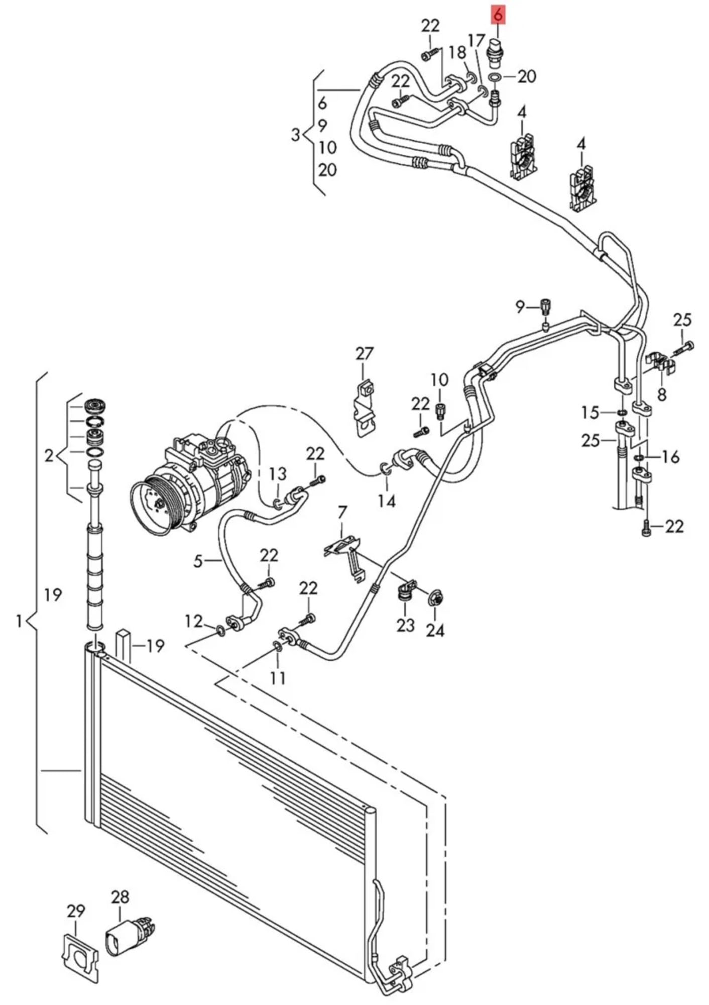 Capteur de Pression de climatisation pour Peugeot 208 (2008) et 307 T6 (1 pièce). Référence : 82CP32-06, 9653027380, 9673006380, 6455CK.