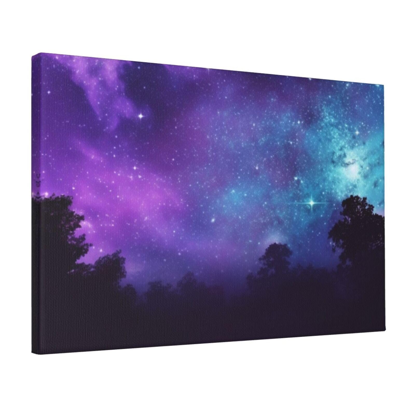 Canvas Wall Art for Living Room Wall Decor 12"x18" Modern Artwork Painting Pictures Hanging Canvas Prints Purple Starry Sky Aesthetic Wall Art for Bedroom Bathroom Office Wallart Decor