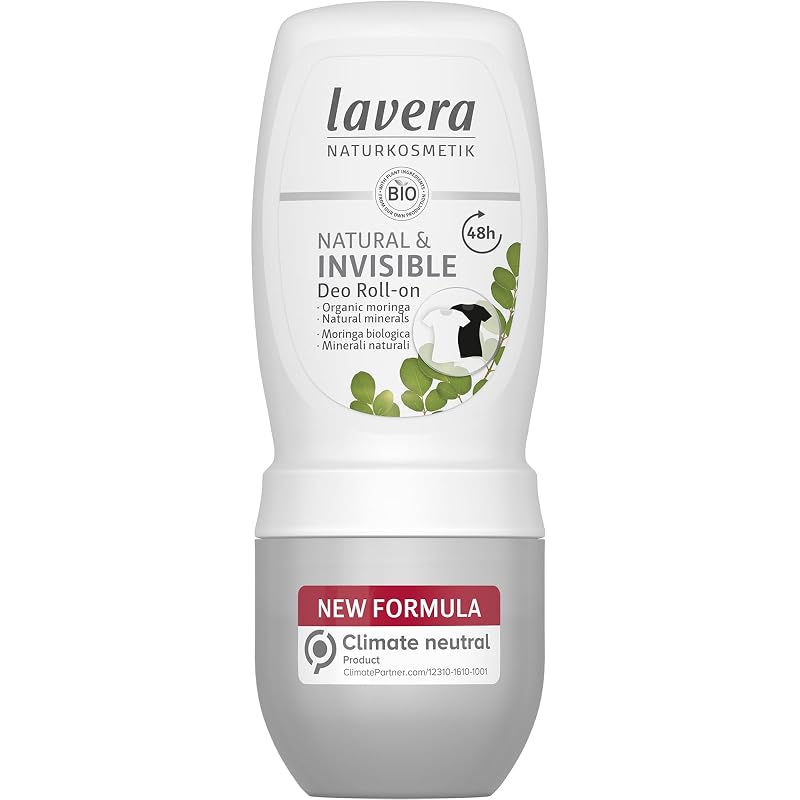 Desodorante roll-on lavera NATURAL & INVISIBLE com minerais naturais e moringa orgânica, sem alumínio, 48 mL