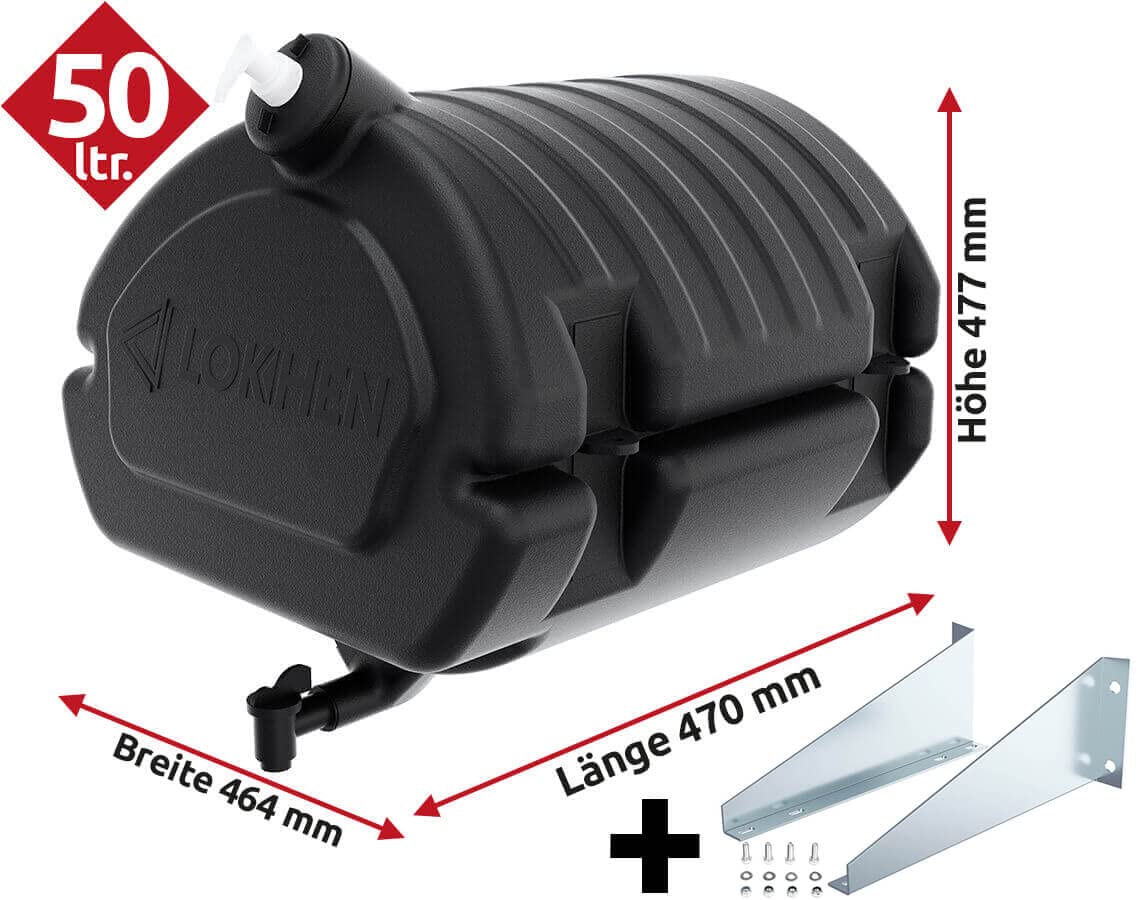 Depósito de agua premium de 50 litros para vehículos Wilms con material de fijación para camiones y camping