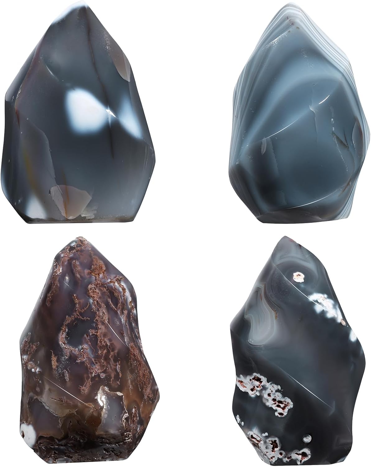 rockcloud Natural Orca Agate Crystal Flame Shaped Tower Stone, Irregular Healing Crystal Tower Obelisk for Home Decoration, 1.32-1.76 lb