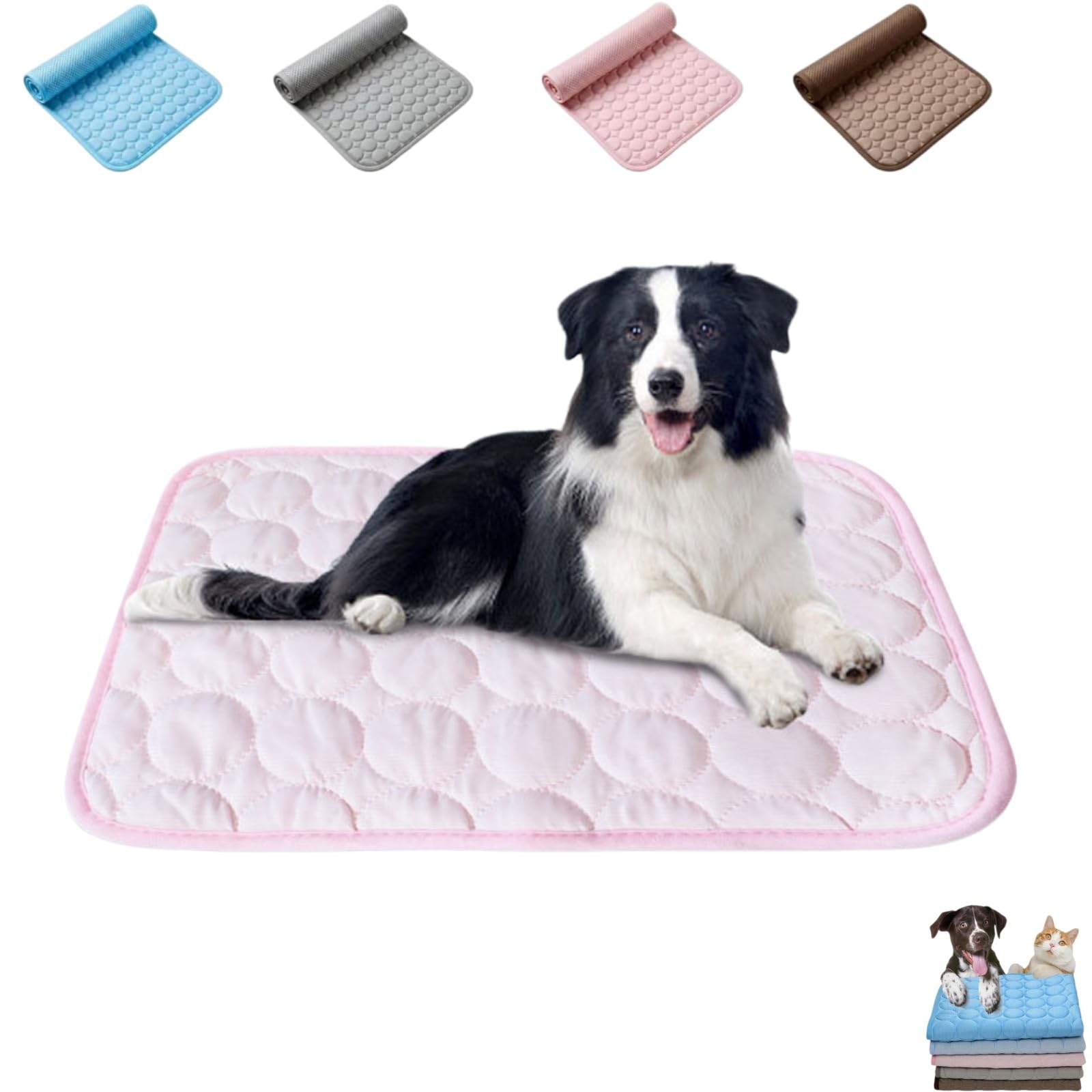 The Dog Hub Arctic Cooling Dog Mat, Self Cooling Foldables Mat for Dogs Cats (Pink,S-50X40CM)