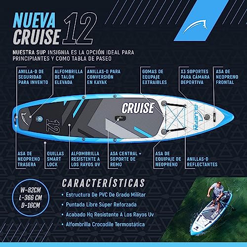 Miniatura 2 de Sup Cruise 12 Bluefin, Tabla De Paddle Surf Para Adultos Con Asiento De Kayak, Sup Cruise De Bluefin, Portátil Y Transportable, Pack Paddle Surf, Convertible En Kayak, Con Accesorios